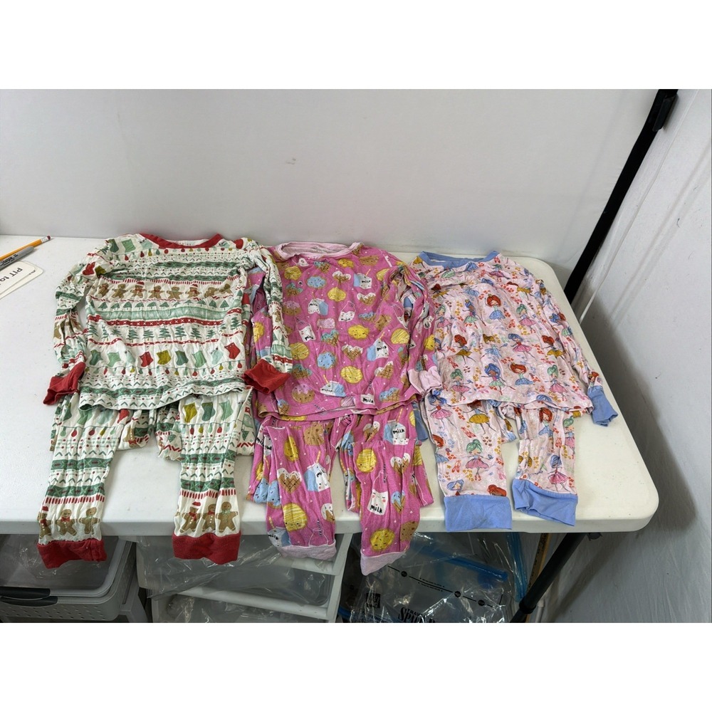 Girls size 7/8 little sleepies Bamboo PJ LOT 3 SETS Christmas, Ice cream